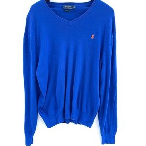 Polo Ralph Lauren men’s size XL V-neck sweater with orange logo